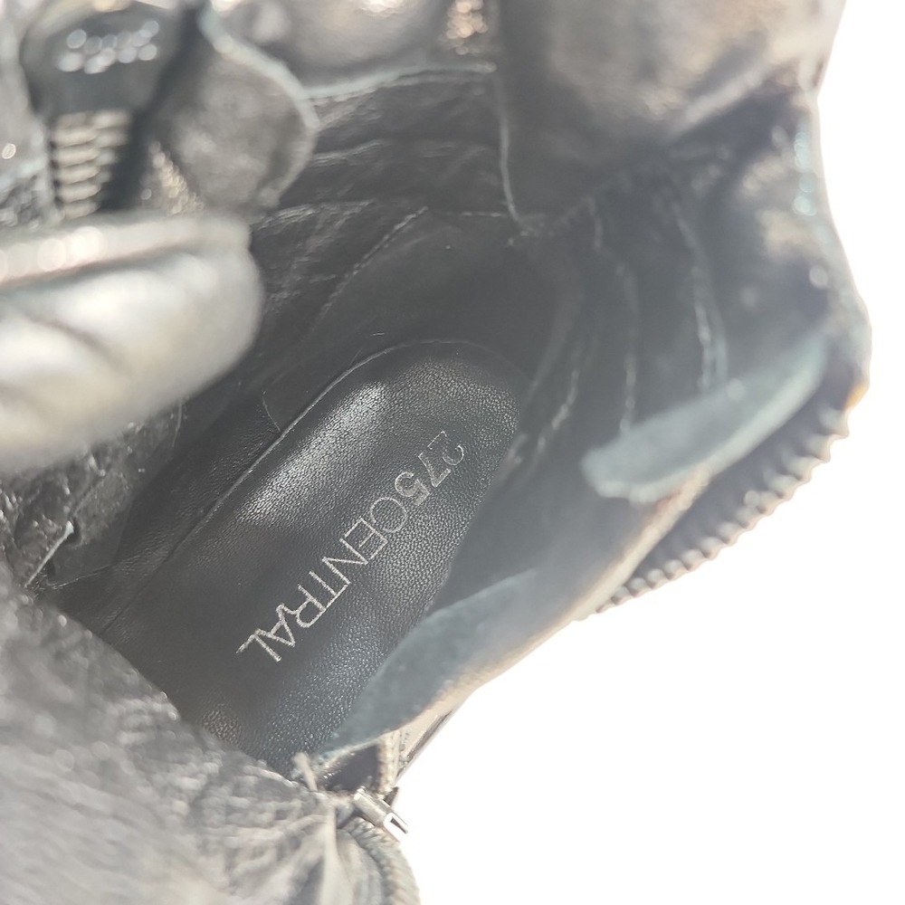 275 Central Combat Boots Women US 6-6.5 Metallic Silver Crystal Embellished Goth - Picture 10 of 12
